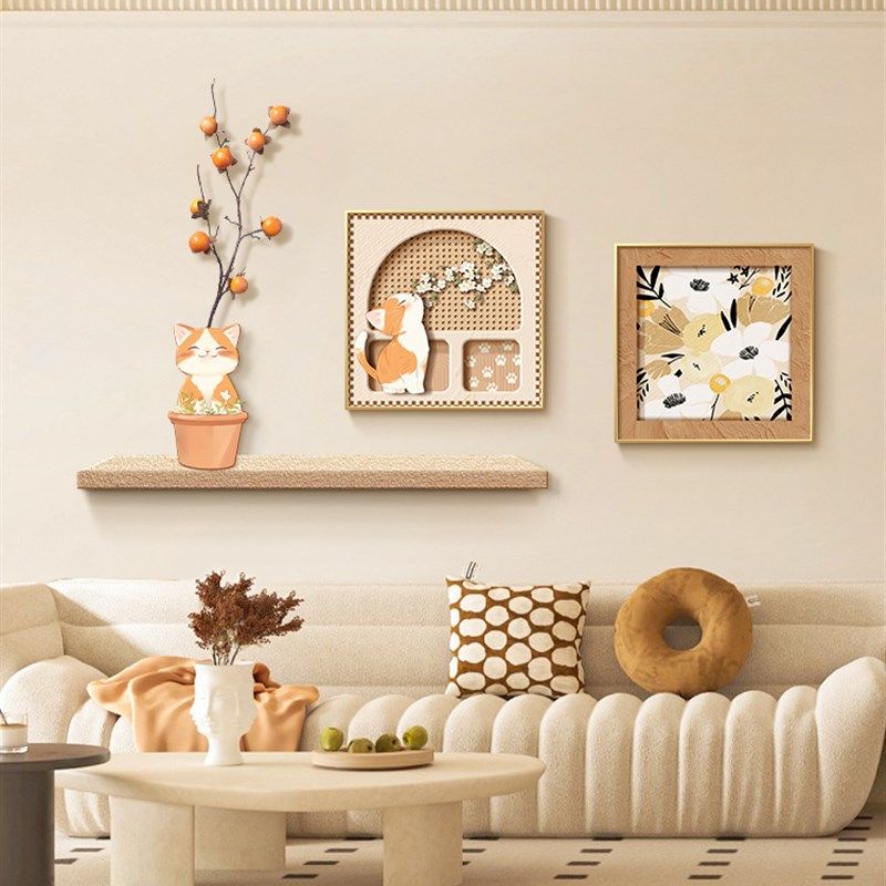 法式覆古客厅装饰画趣味猫小生境艺术组合画古色古香沙发背景,淘宝优惠券,粉丝福利购,淘宝优惠卷