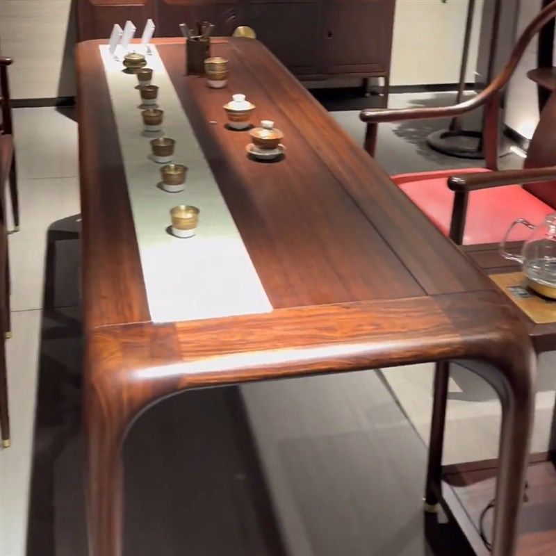 新中式乌金木禅意茶桌椅组合简约现代功夫实木茶几客厅茶台一体,淘宝优惠券,粉丝福利购,淘宝优惠卷