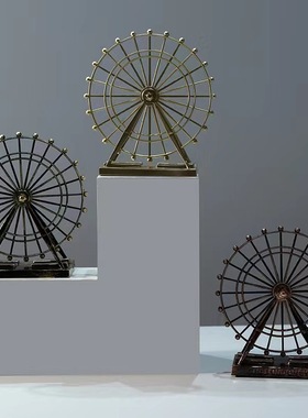 欧式复古铁艺摩天轮做旧工艺模型创意家居客厅酒柜装饰品摆件摆设