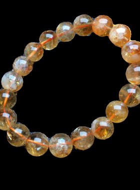 原矿纯天然黄水晶奶盖手链女黄阿赛蓝针黄塔晶手串男饰品财富礼物