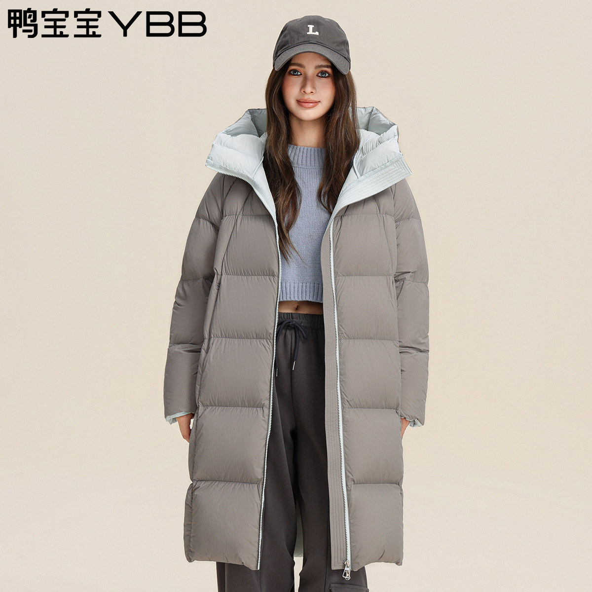 【面包泡芙】鸭宝宝新款羽绒服女2025冬季长款连帽过膝保暖厚外套,淘宝优惠券,粉丝福利购,淘宝优惠卷