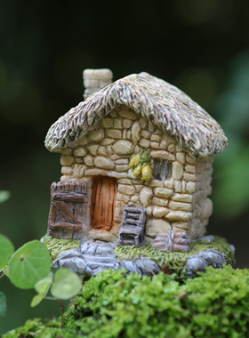 创意微景观田园小房子建筑摆件鱼缸造景花盆景桌面装饰品礼品