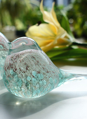 玻璃小鸟琉璃鸟礼物新婚情侣礼品创意纸镇桌面装饰小摆件