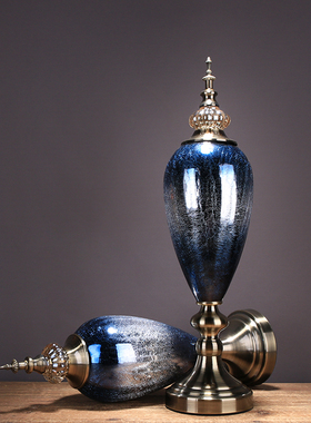 欧式玻璃摆件轻奢软装饰品样板房间客厅电视柜玄关新古典摆设