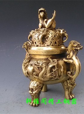 天狗双龙熏摆件 家居用品装饰大明宣德礼品大号