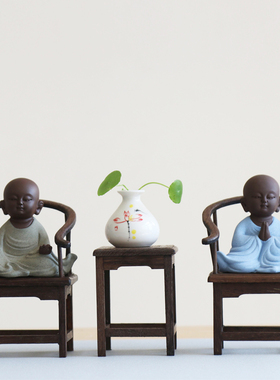 新中式摆件鸡翅木福字手太师椅摆件紫砂小底装