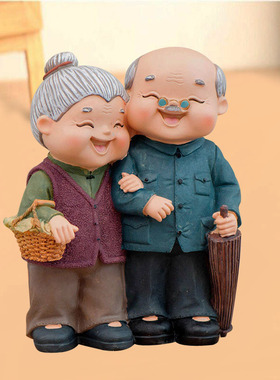 创意老头老太太客厅家居装饰品摆件卧室玄关电视柜轻奢