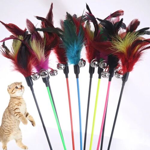 Hot Sale Cat Toys Random Color Cat  Feather Cat Toy with Sma - 图1