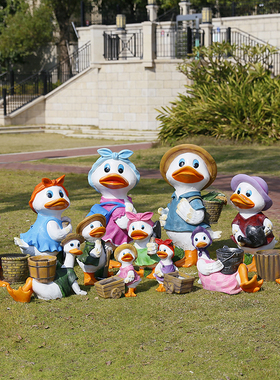 花园摆件树脂别墅鸭子花盆花缸雕塑室外庭院幼儿园卡通动物装饰品