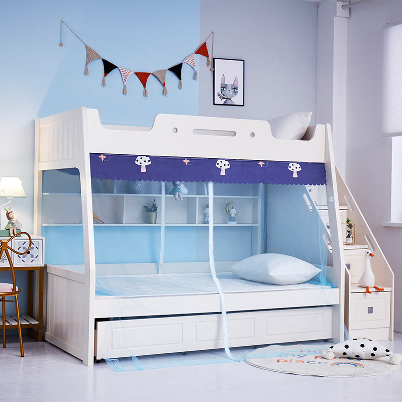 门拉链蚊帐子母床梯柜层上下铺带书架磁吸门防尘文帐1.2m1.,淘宝优惠券,粉丝福利购,淘宝优惠卷