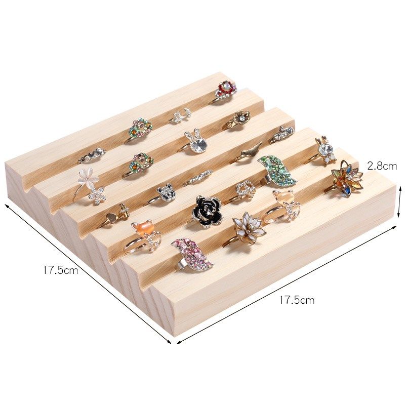 原木饰品展示收纳架子五槽戒指指环收纳展示板陈列拍摄道具饰品架,淘宝优惠券,粉丝福利购,淘宝优惠卷