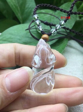 天然白水晶老鼠挂件 手工雕刻十二生肖鸿鼠运财 招财鼠男女吊坠