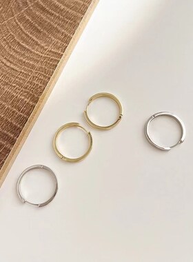 法式圈圈耳环女小众设计高级感耳圈耳扣2023年新款潮百搭素圈耳饰
