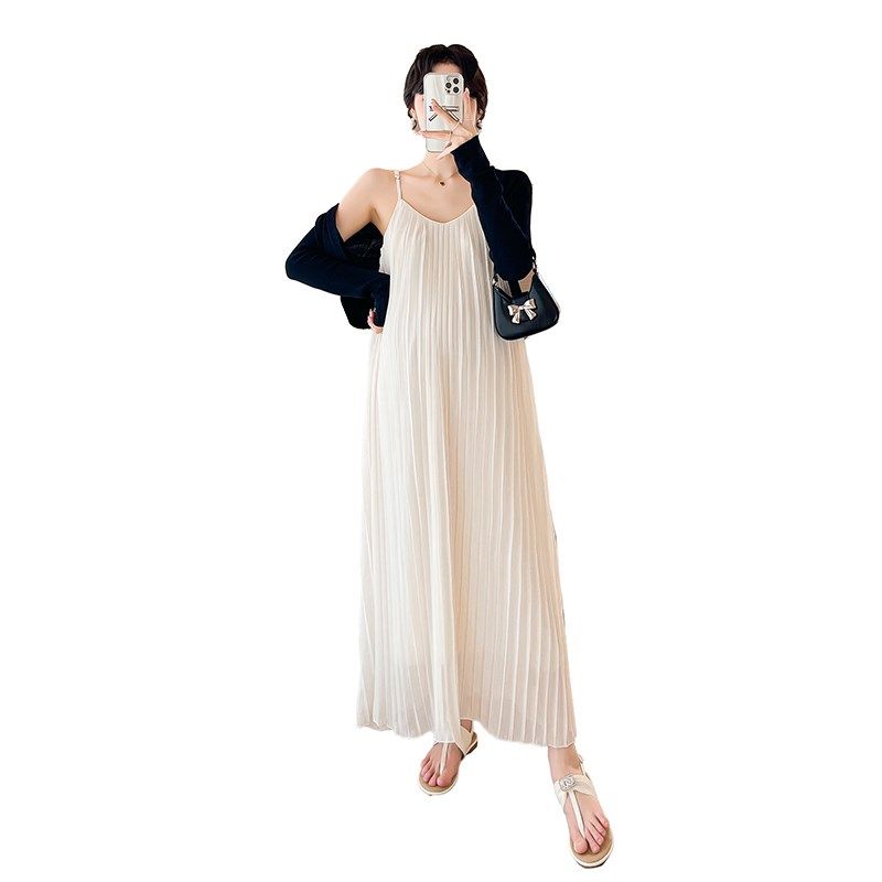 大码孕妇连衣裙夏季2024新款百褶吊带裙两件套长裙遮肚宽松200斤,淘宝优惠券,粉丝福利购,淘宝优惠卷