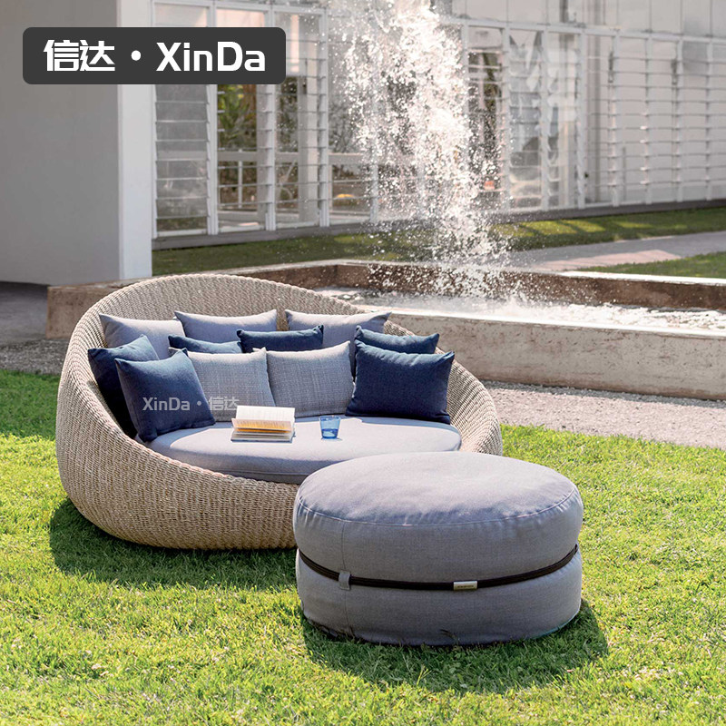 户外沙发藤编躺床庭院休闲藤椅露天花园露台样板房室外藤沙发组合,淘宝优惠券,粉丝福利购,淘宝优惠卷