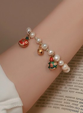 淡水珍珠古法吞金兽水晶手链学生闺蜜手环礼物复古民族风国潮手串