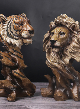 创意现树脂飞禽走兽摆件家居客厅玄关书柜装饰品