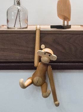 梵瀚 实木挂臂猴子摆件创意家居摆设朋友礼物手工小玩偶