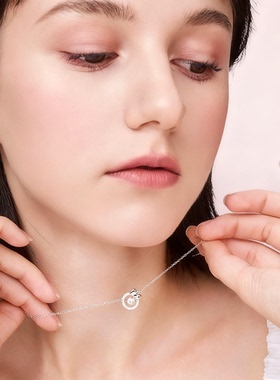 S925纯银凯蒂猫项链女跳动的心