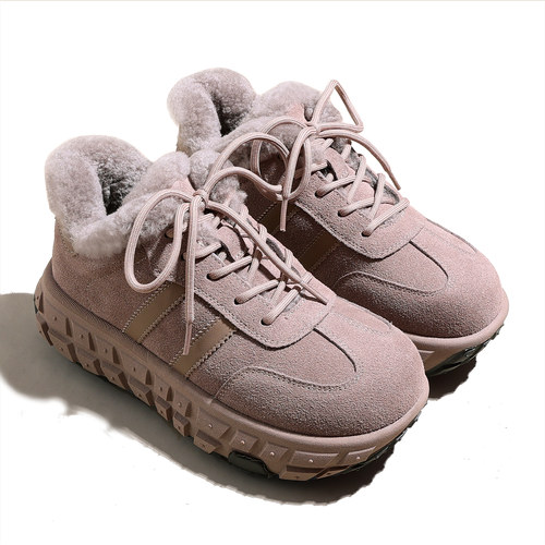 Snowelf厚底短筒雪地靴女2025新款冬季毛绒内增高棉鞋轮胎底鞋子 - 图3