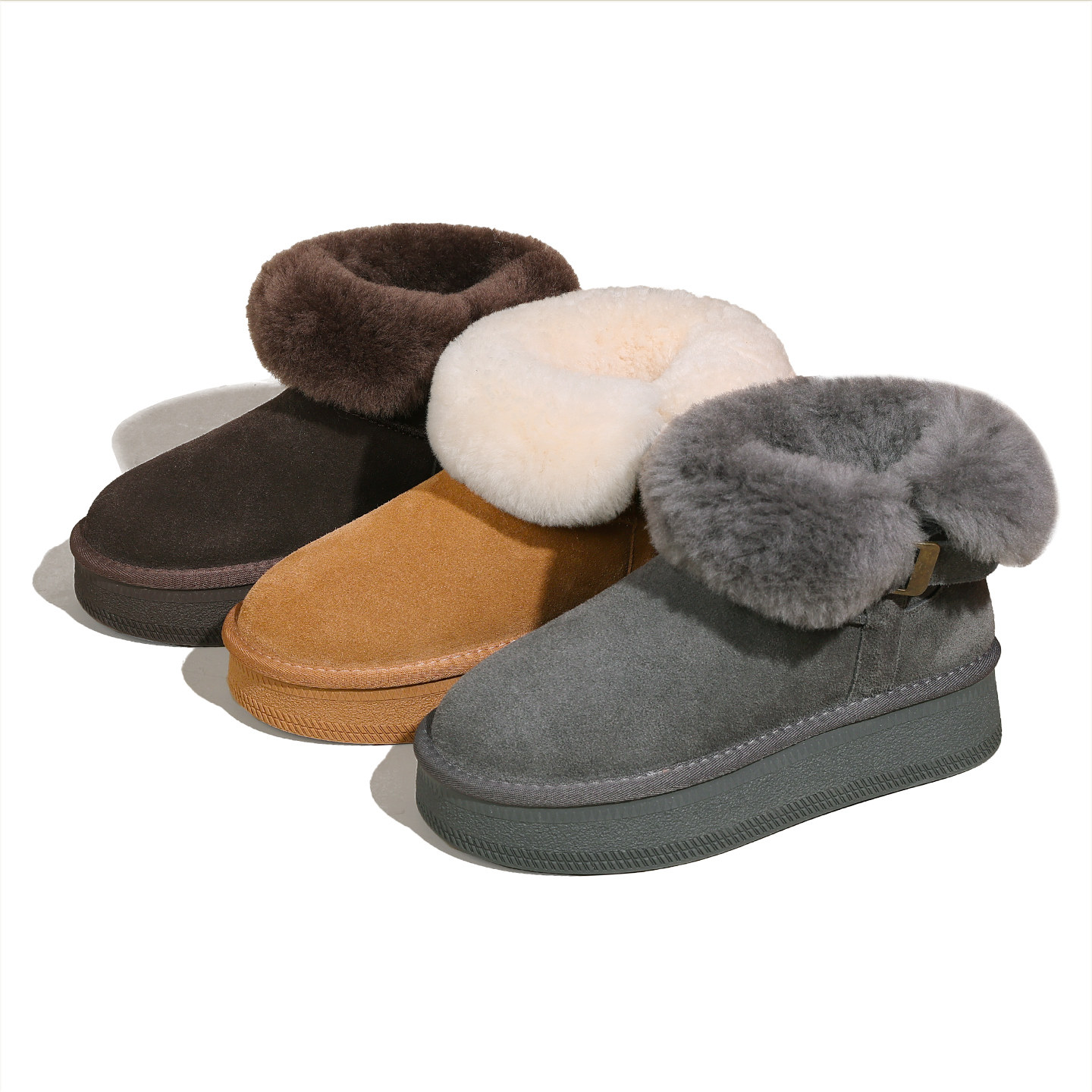 灰色厚底雪地靴女2025新款冬季巨好看加绒棉靴一脚蹬保暖增高棉鞋,淘宝优惠券,粉丝福利购,淘宝优惠卷