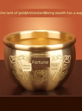 百富铜缸纯黄铜米缸聚宝盆客厅家庭聚财小铜盆储钱罐