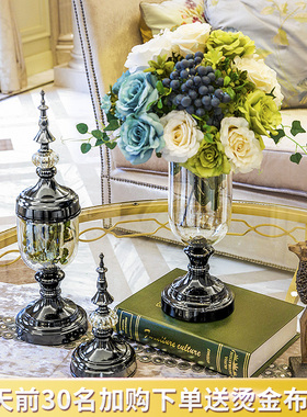 欧式轻奢华餐桌玻璃花瓶摆件新婚礼物客厅电视柜摆设创意饰品