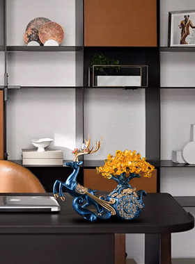 乔迁新居礼品开业鹿摆件发财树摇钱树客厅电视家居装饰品摆设