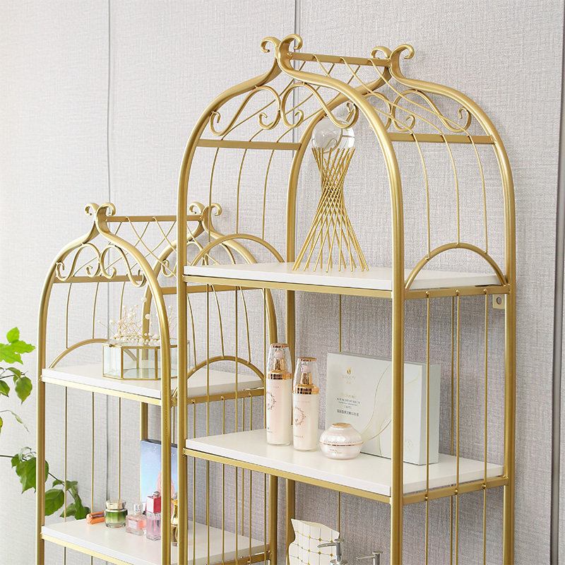 金色铁艺客厅收纳架多层落地隔板架书架轻奢展示架,淘宝优惠券,粉丝福利购,淘宝优惠卷