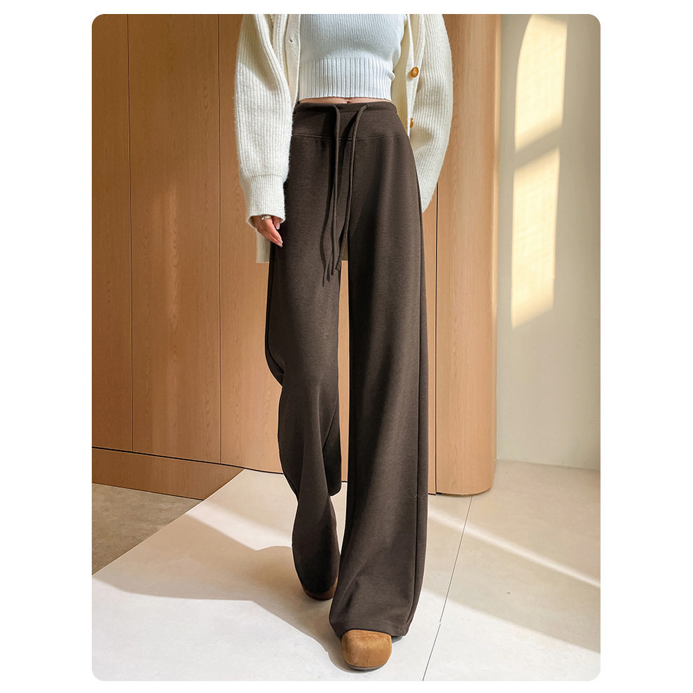 加绒裤子女秋冬季垂感直筒阔腿裤小个子高腰瑜伽裤加厚运动卫裤子,淘宝优惠券,粉丝福利购,淘宝优惠卷