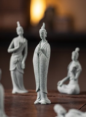 中式青砂敦煌飞天人物小摆件创意鱼缸微景观盆栽园艺装饰摆设