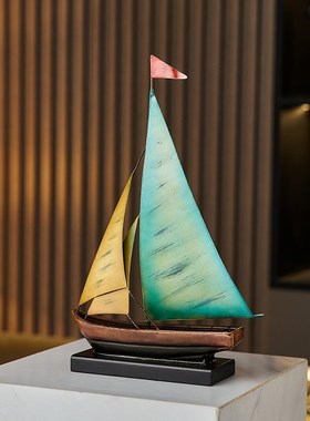 创意一帆风顺帆船模型摆件客厅电视柜酒柜办公室桌面轻奢装饰