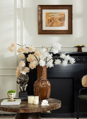 中古风客厅展示储物柜电视柜软装氛围布置金色豹子摆件雕塑装饰品