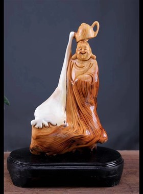 根雕摆件客厅观音陈化老料木雕原木树根原木雕刻