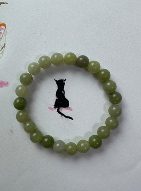 女士天然青玉手串青提青绿色珠子手串天然玉石玉髓清新小众手链女