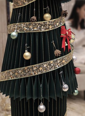 圣诞树折叠十八折纸商场新年装饰客厅摆件家居饰品道具创意