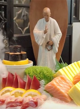 海鲜姿造创意装饰品陶瓷小摆件日式摆盘三文鱼刺身装饰品