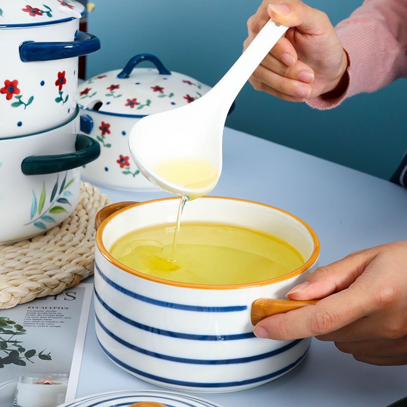 陶瓷辣椒油罐猪油罐油壶大号家用勺盖一体调味罐瓶油罐套装调驰兆 - 图2