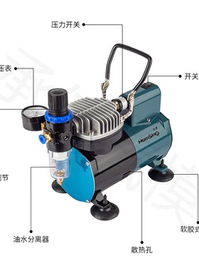 墙绘丙烯彩绘喷枪气泵套装小型空压机模型喷笔喷漆家俱上色修补