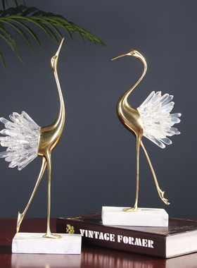 创意仙鹤轻奢摆件时档软装饰品家居玄关客厅装饰摆设