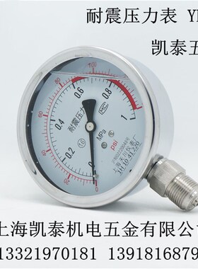 YN-100耐震压力表 0-1/1.6/2.5/4/6/10/16/25/40/60MPA抗震油压表