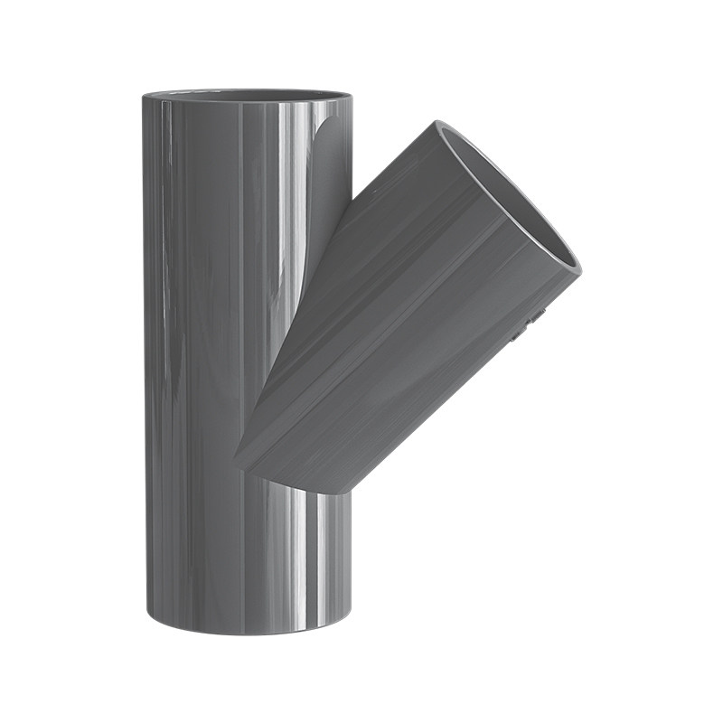 PVC斜三通管开口水管45度下水内插接头灰色排水管配件50 75 110mm - 图2