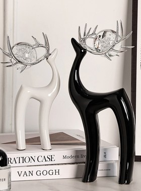 鹿摆件一对高级感客厅玄关桌面酒柜装饰摆件电视柜乔迁礼品
