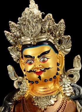 闯隆藏式10寸仿古款《黄财神》铜像室内桌面传统浮雕款工艺装饰品