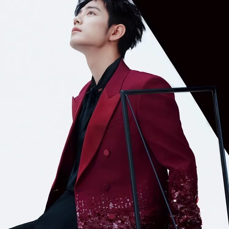 肖战明星同款酒红色重工亮片西装男士高级感轻奢舞台演出礼服套装,淘宝优惠券,粉丝福利购,淘宝优惠卷