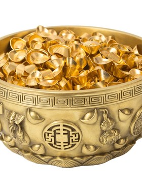 黄铜聚宝盆摆件存钱罐家用铜盆客C厅工艺品摆设 乔迁新居开业礼品