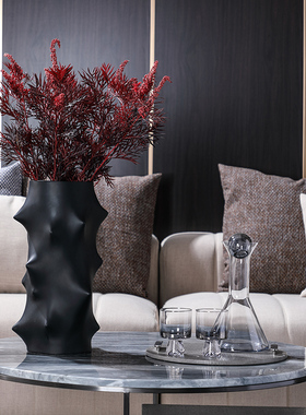 欧式轻奢简约烟灰色金色s水晶酒具酒杯酒器摆件样板房软装饰品