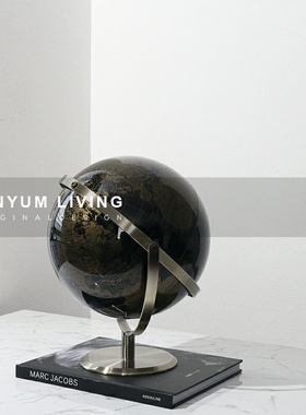 简约创意软装饰品金属地球仪家居D客厅玄关样板房间办公室摆件
