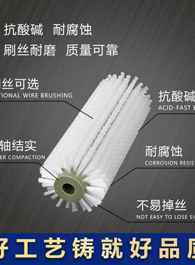 工业毛刷辊尼龙滚筒刷定制清洗毛刷轮缠绕除尘筛沙机毛刷子防尘用