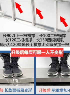 加厚五层不锈钢置物架家用货架落地多层储物架子商用层架不锈钢架